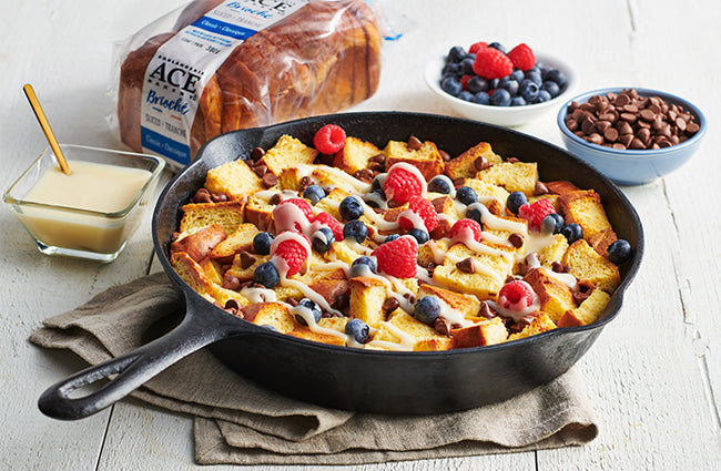 Vanilla Drizzled Chocolate Brioche Bread Pudding