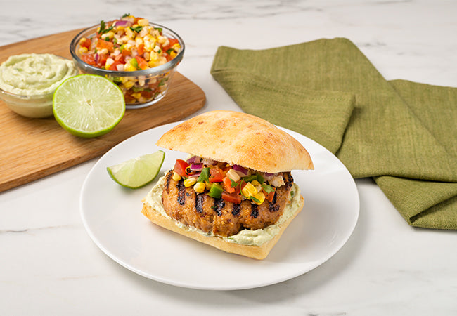 Zesty Avocado Chicken Burgers with Salsa