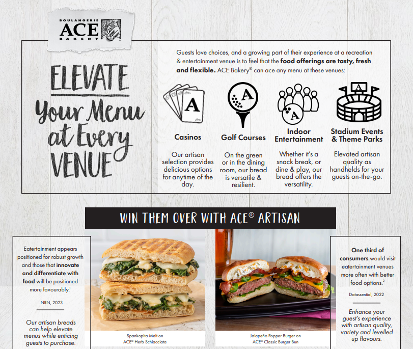 ACE Bakery® recreation and entertainment sell sheet