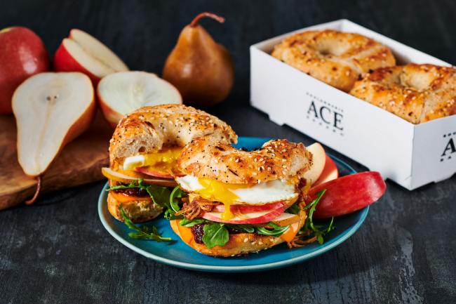 Caramelized Onion Apple Pear Grilled Cheese Bagel Sandwich