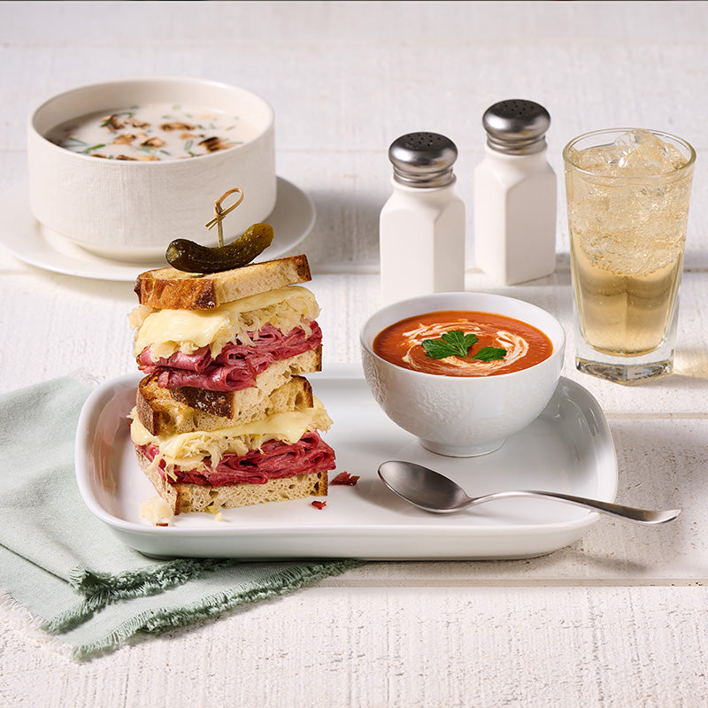 Sophisticated, light sourdough sandwich bread loaf with a dark rustic crust and moist airy interior. Average 22 slices/loaf. 14" x 6". Serve as a Cauliflower Reuben!