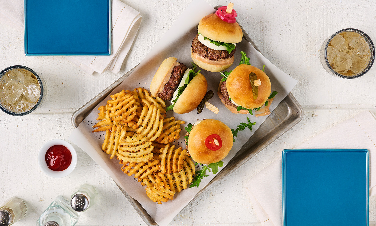 Classic Sliders with Waffle Fries